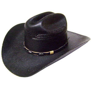 Modestone Traditional Straw Cowboy Hat - Black